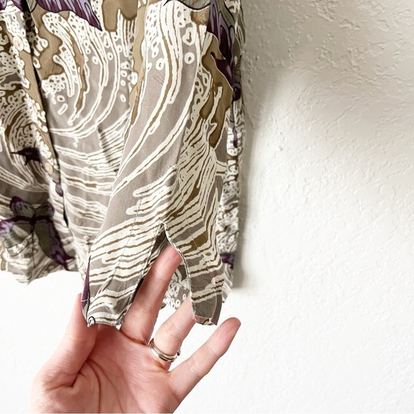 Citron Santa Monica Blouse Women's XL 100% Silk Button Dwon Mardarin Butterfly - Picture 5 of 7